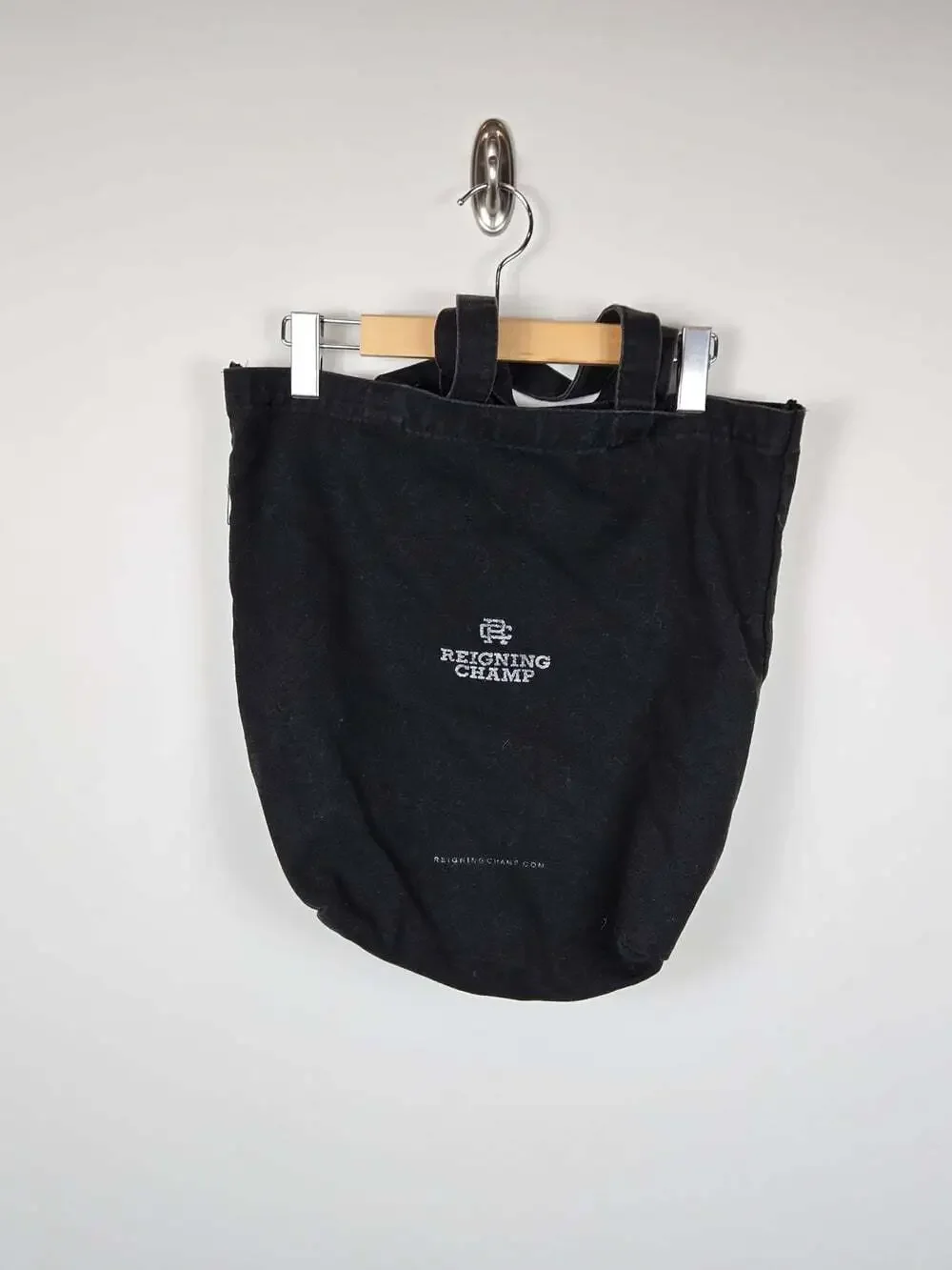 Reigning Champ Black Cotton Canvas Tote Bag Logo Minimalist Streetwear Canada